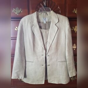 Linen Skirt Suit Set 6P in Bone Color